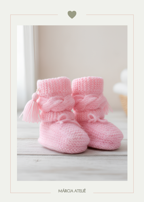 sapatinho rosa em tricot feminino estilo botinha